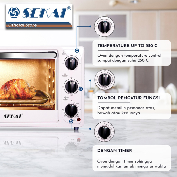 Sekai Oven Listrik 18 Liter - OV180 - Putih